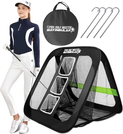 Golf Oefennet - Golf Chipping Net - 2-in-1 Trainingsnet - 76 x 76 cm - Golfnet voor Achtertuin - Driving & Chipping Praktijk - Golf Accessoires - Indoor & Outdoor - Cadeau voor Mannen - Draagbaar & Opvouwbaar - Golf Training - 1 Stuk