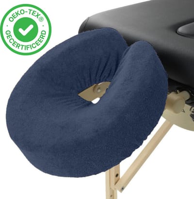 ZenGrowth® Badstof Hoofdsteunhoesje – Marineblauw – 280 gram/m2 dikte – Massagetafel – Elastisch – Past om elke hoofdsteun – Hygiënisch