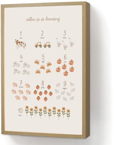 Wandlamp 40x60 cm - Oplaadbaar - Getallen tellen - Educatief - Cijfers leren - Boerderij - Wandlampen binnen woonkamer - Slaapkamer lamp - Decoratieve nachtlamp - Vloerlamp draadloos