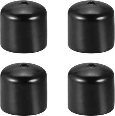 Zwarte Schroefdraadbescherming 1 1/2" ID - Rubberen Eindkappen voor Schroeven en Meubels