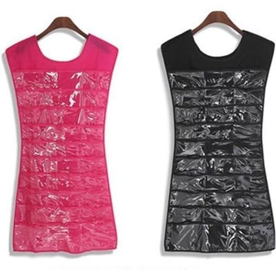 Creatieve vestjurkvormige hangende opbergtas Sieradendisplaytassen Ketting Armband Oorbel Ringhouder Organisatortas zwart