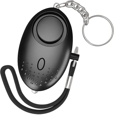 CVD® Persoonlijk alarm sleutelhanger 140 DB, SOS-alarm met LED-licht, zelfverdediging beveiligingsalarm persoonlijke alarmen voor kinderen, vrouwen, nachtwerkers, en ouderen, Zwart