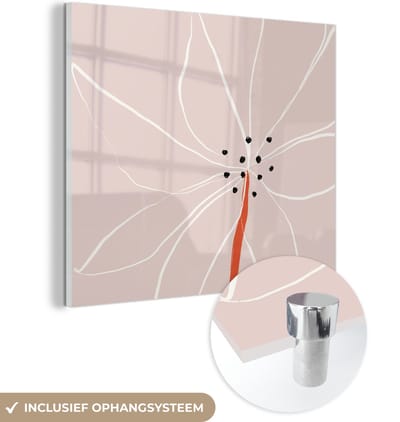 MuchoWow® Glasschilderij 20x20 cm - Schilderij acrylglas - Bloemen - Abstract - Pastel - Foto op glas - Muurdecoratie woonkamer - Wanddecoratie slaapkamer - Schilderijen