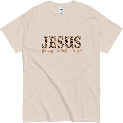 Christelijk T Shirt - Dames Heren - Jesus Luipaard Design - Bijbeltekst Quote - Beige - S