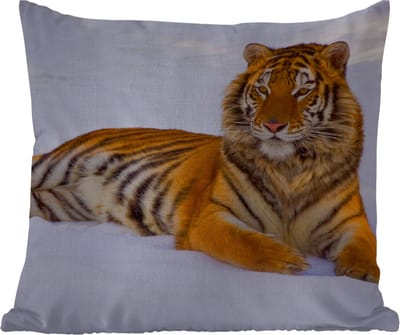 Tuinkussen - Tijger - Sneeuw - Winter - Dieren - 40x40 cm - Weerbestendig