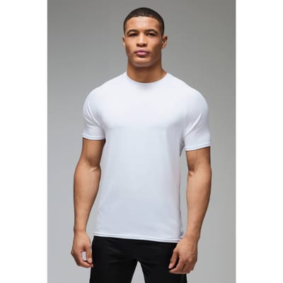 Heren Actieve Lichtgewicht Essentials Gym Regular Fit Raglan T-shirt | White | Size Small