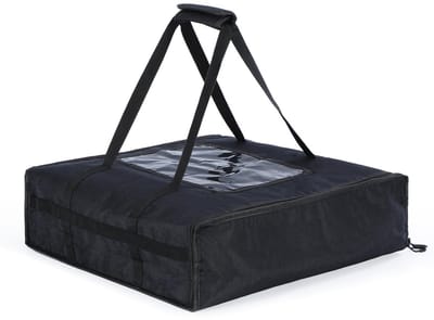 Dailygoods- Pizzatas 40L - Opvouwbare Koeltas - Geïsoleerd - Zwart - 52x15x52 cm - Duurzaam Waterafstotend Materiaal - Geschikt voor 3 Pizzadozen