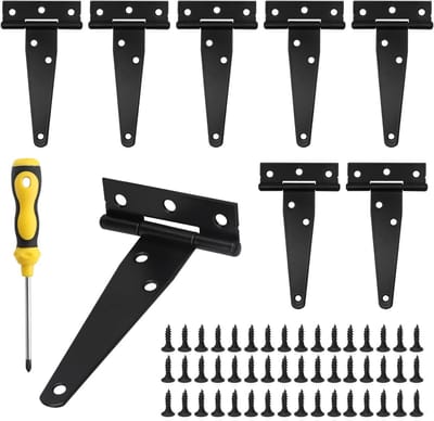 8 Stuks T-Hengsels voor Zware Belastingen, Metaal Deurhengsels met 48 Schroeven, Ideaal voor Tuindeuren, Schuifdeuren en Barn Deuren van 7,5 cm