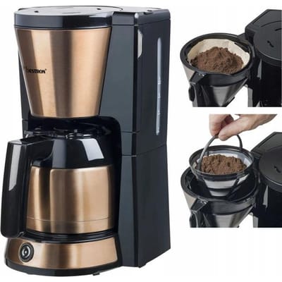 Bestron Koffiezetapparaat filterkoffie 900W - ACM1000CO - 1 L, 8 koppen - Thermoskan - Koper - 5 jaar garantie