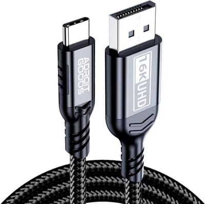 AdroitGoods USB-C naar DisplayPort Kabel 16K@60Hz - 80Gbps - Zwart - 1,5m
