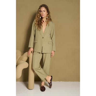 Broek Helvi - High Rise Tapered | Kaki