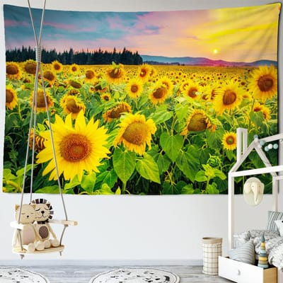 Zonnebloem Wandkleden Wandhanger Zonnebloem Zonneschijn Zon Wandkleed Decoratieve Deken Stof Slaapkamer Decoratie Groot Formaat Wandkleed 150x130CM