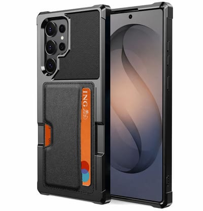 Pasjes houder Hoesje geschikt voor Samsung Galaxy S26 Ultra - Kaarthouder - Heavy Duty Case - Magnetisch Portemonnee Hoesje Cover - Zwart