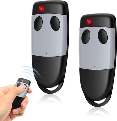 2 Stuks Garage Deuropener, Draadloze Afstandsbediening voor 433.92MHz Compatibele Modellen, 2 Kanalen, Zwart