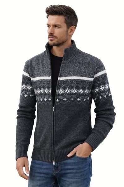 Warme Trui met Rits - Gebreid Heren Vest - Scandinavisch