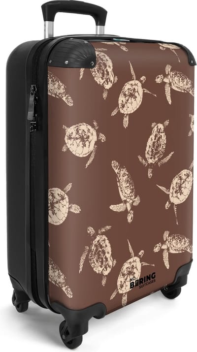 NoBoringSuitcases.com® - Handbagage koffer lichtgewicht - Reiskoffer trolley - Bruin met schildpadden print - Rolkoffer met wieltjes - Mannen reistrolley - Harde reis valies met TSA slot - Past binnen 55x40x20 en 55x35x25