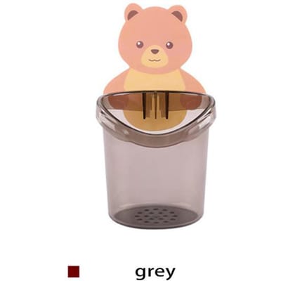 Ours en peluche mural porte-brosse à dents tasse poinçon support de rangement gratuit fournitures de salle de bain organisateur accessoires de salle de bain gris