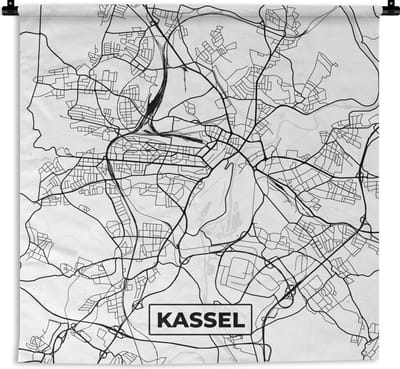Wandkleed - Wanddoek - Kassel - Plattegrond - Kaart - STadskaart - 180x180 cm - Wandtapijt
