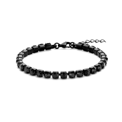 Frank 1967 7FB-0655 Stalen Tennisarmband met zirkonia - 18+3cm - 5mm breed - Vintage Look - Zwart