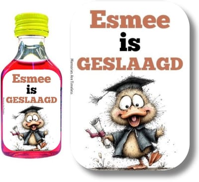 Gepersonaliseerde Geslaagd Shotjes Etiketten met Naam – eend diploma - 30 Stuks – 3x4 cm - Etiket