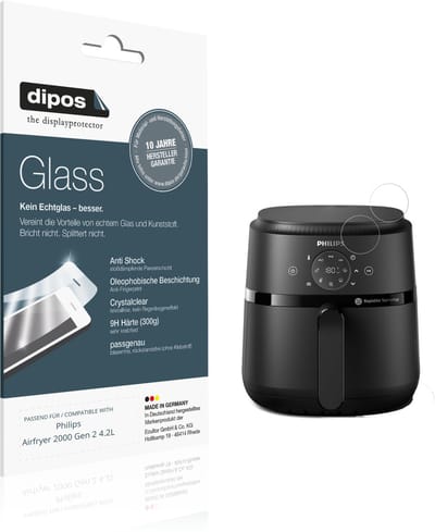 dipos – 2x Pantserfolie geschikt voor Philips Airfryer 2000 Gen 2 4.2L | 9H Screenprotector