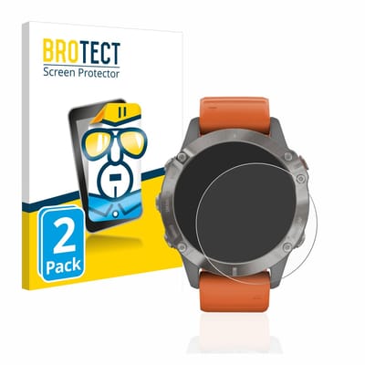 BROTECT - Screenprotector voor Garmin Fenix 6 / 6 Pro / 6 Pro Solar - Folie Beschermfolie transparant 2 Stuks