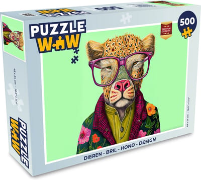 Puzzel Dieren - Bril - Hond - Design - Legpuzzel - Puzzel 500 stukjes