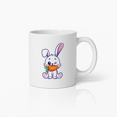 Schattige Knipogende Konijn met Wortel Mok – Leuk Dieren Koffiebeker Cadeau