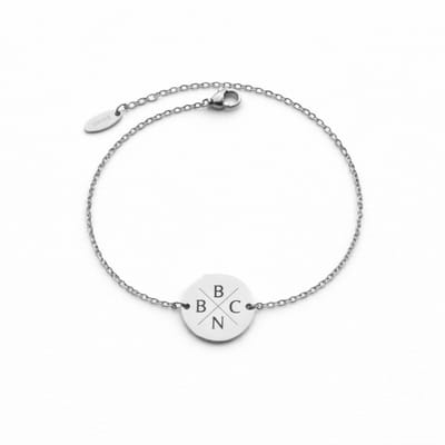 Munt Armband met 4 Initialen Zilver