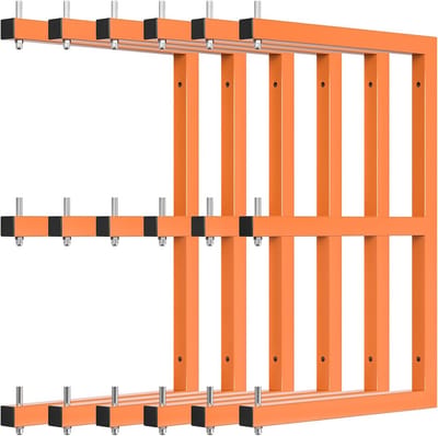 Houtrek Wandmontage - Houtopslag Rekken - Garage Organisatie - 9-Niveau Systeem - 31 cm Armen - Oranje