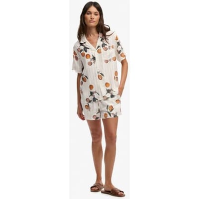 Superdry Katoenen Bedrukte Strandshorts Crème Grootte: 44
