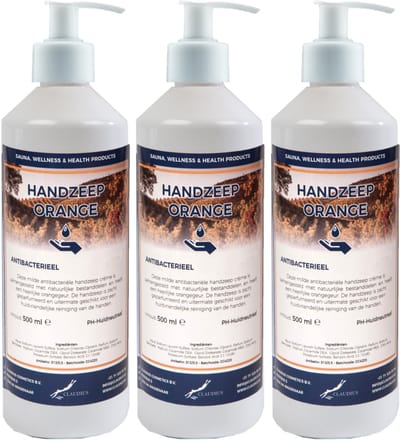 Handzeep Orange 500 ml - set van 3 stuks - met gratis pomp - Voordeelverpakking