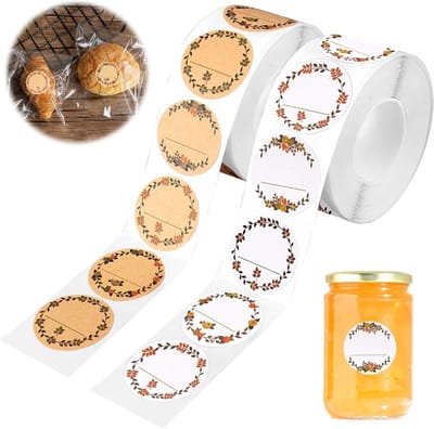 1000 Stuks Zelfklevende Jam Labels - 25mm Ronde Kraft Papier Labels voor Potten, Cadeauverpakkingen en Enveloppen