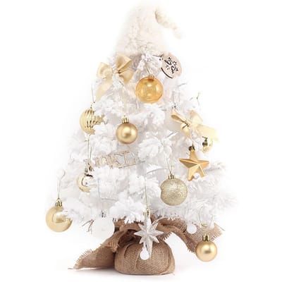 Mini Kerstboom PVC Decoratief Realistisch Voeg Feestelijke Sfeer toe LED Tafelblad Kerstboom voor Tafelblad white