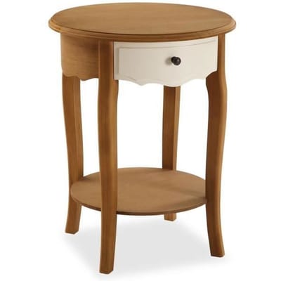 Table de chevet Kaira - 65,5 x 50 x 50 cm - Table d'appoint avec tiroir en Bois - marron et blanc - Versa