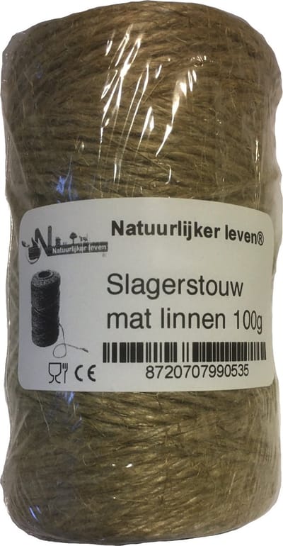 Slagerstouw mat linnen 100g - slagerstouw - vleestouw - linnentouw - keukentouw