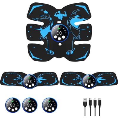 EMS Abdominal Trainer - Stimulateur Musculaire Rechargeable pour Abdos en Tablettes, Ceinture Sans Fil Brûle-Graisses avec Mode Fitness pour Salle de Sport à Domicile