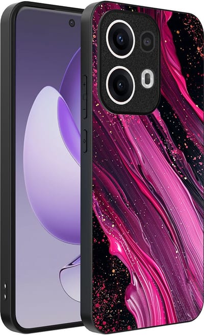 Smartphonica Telefoonhoesje Geschikt voor Oppo Reno 13 Pro met marmer opdruk - TPU backcover case marble design - Paars Roze geschikt voor Oppo Reno 13 Pro