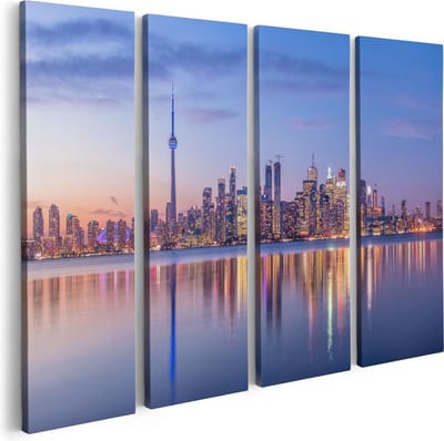 Artaza Canvas Schilderij Vierluik Toronto Skyline in Canada - 80x60 - Foto Op Canvas - Canvas Print