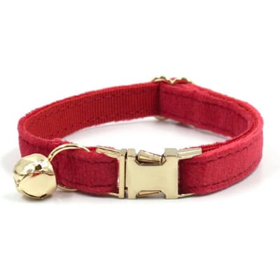 Fluwelen Kattenhalsband Gepersonaliseerde Tag Kitten Halsbanden Ketting Bel Strikje Kleine Halsband rood