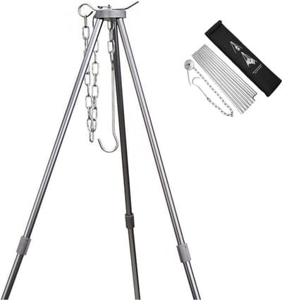 BBQ driepoot - telescopisch grillstatief - inklapbaar - aluminium - verstelbare hoogte - draagvermogen 30 kg