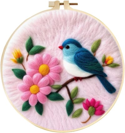 DIY Naaldvilt Set voor Beginners - Inclusief Wolvilt Materialen, Borduurhoepels en Gereedschap voor Dieren en Bloemen Schilderijen