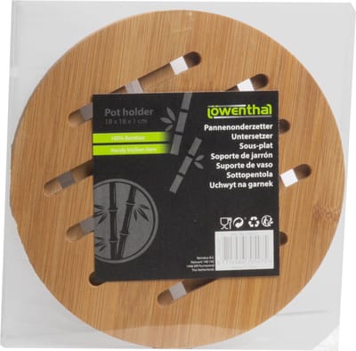 1x stuks ronde pannen onderzetter van bamboe 18 cm - Rond - Onderzetter voor pan - Houten onderzetters