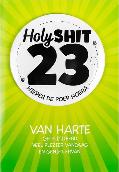 Shit wat een superleuke button | Wenskaart | 23 jaar
