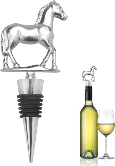 Thijox - Wijnflessensluiting Paardendesign - Flessendop, Wijnschenktuit, Wijnstopper voor Wijnflessen, Champagne, Cava, Prosecco, Grappige Geschenken,