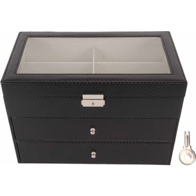 Opbergdoos voor brillen Zonnebril Organizer Etui 18 Vakken 3 Lagen Display Houder van Koolstofvezel gray