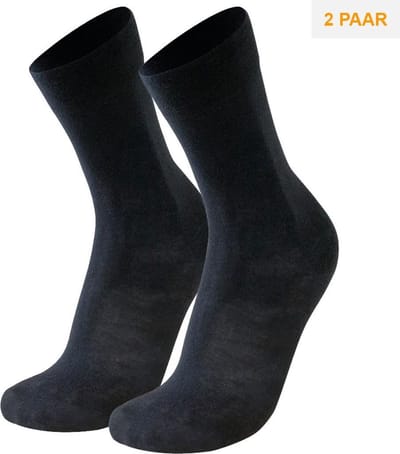 Soga - 2-Pack - Core-Spun Merino - Versterkte Hielteen - Heren / Dames - zwart - 43-45 - S15