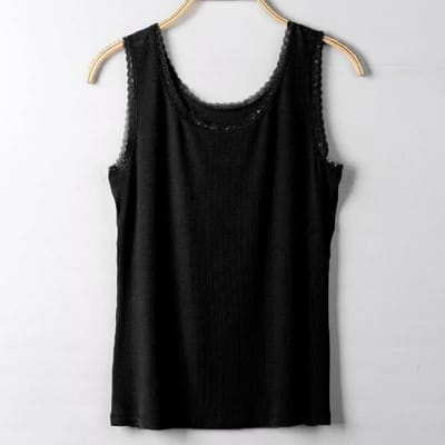 Débardeur Camisole Sexy Grande Taille pour Femme Été Tricoté Côtelé Décontracté Slim Vêtement d'Extérieur Chemise de Fond Gilet Débardeurs XXXXXL noir