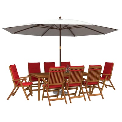 vidaXL - 9-delige - tuindinset - Naturel - Massief - Acacia - Hout