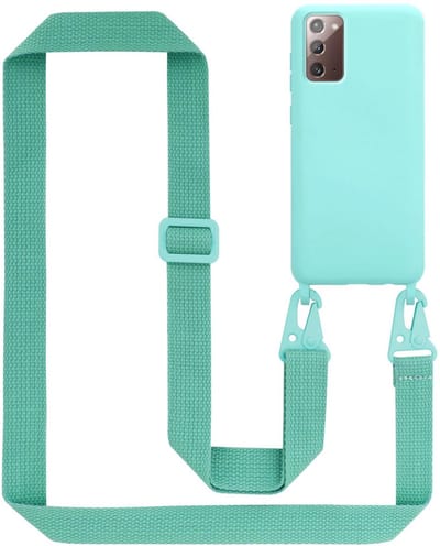 Cadorabo Mobiele telefoon ketting geschikt voor Samsung Galaxy NOTE 20 in LIQUID TURKOOIS - Silicone beschermhoes met lengte verstelbare koord riem